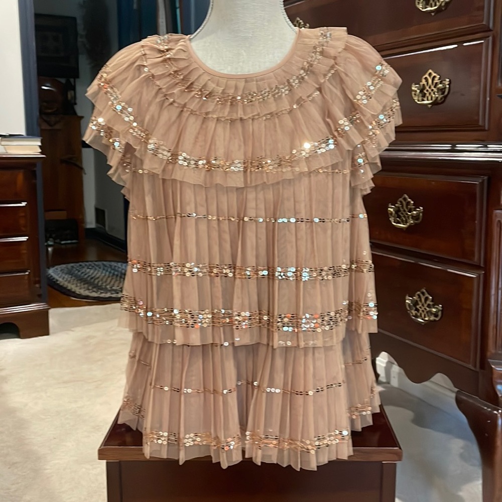 Gorgeous Jcrew sequin tulle blouse size xs